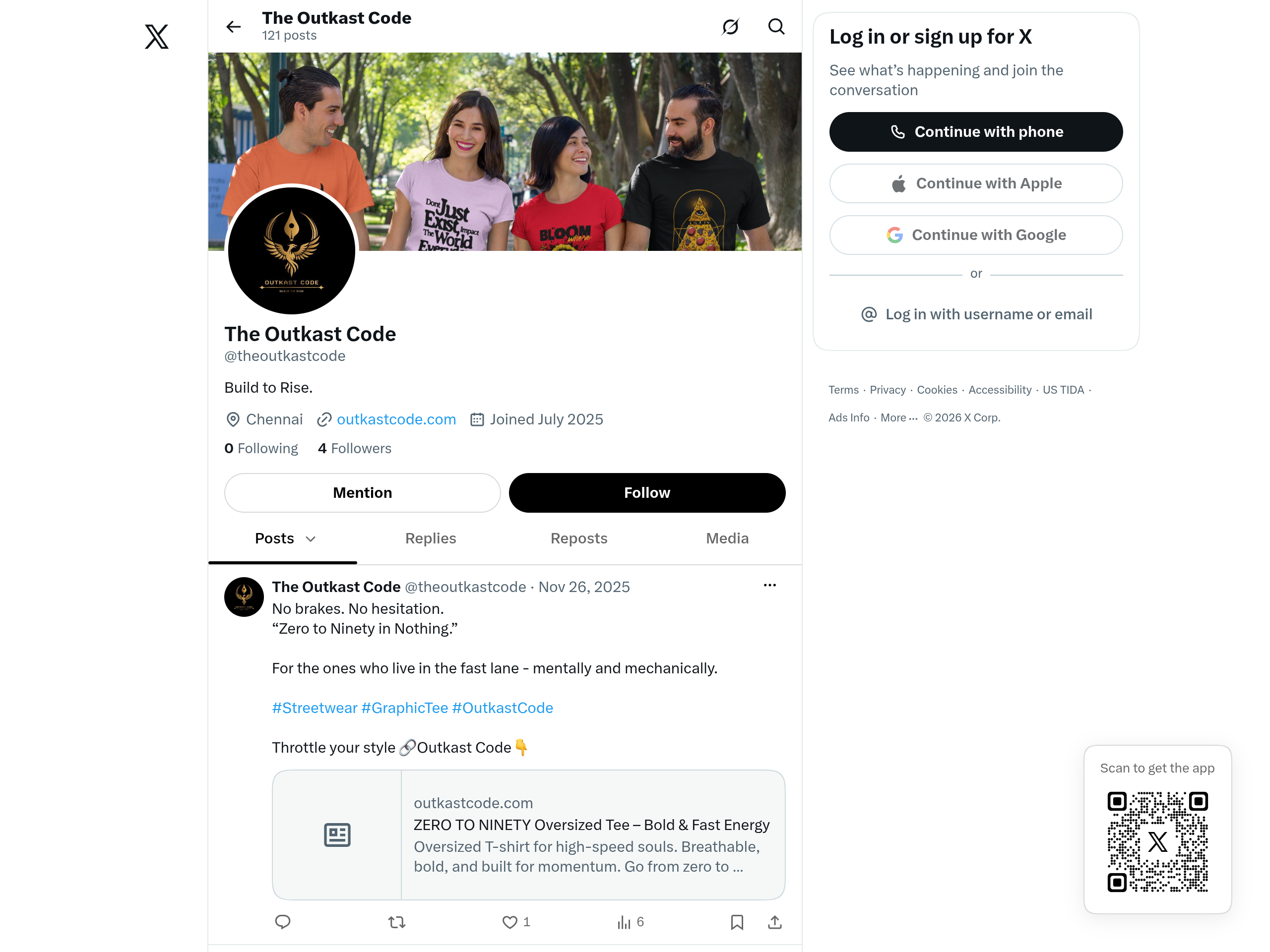 X (Twitter) profile